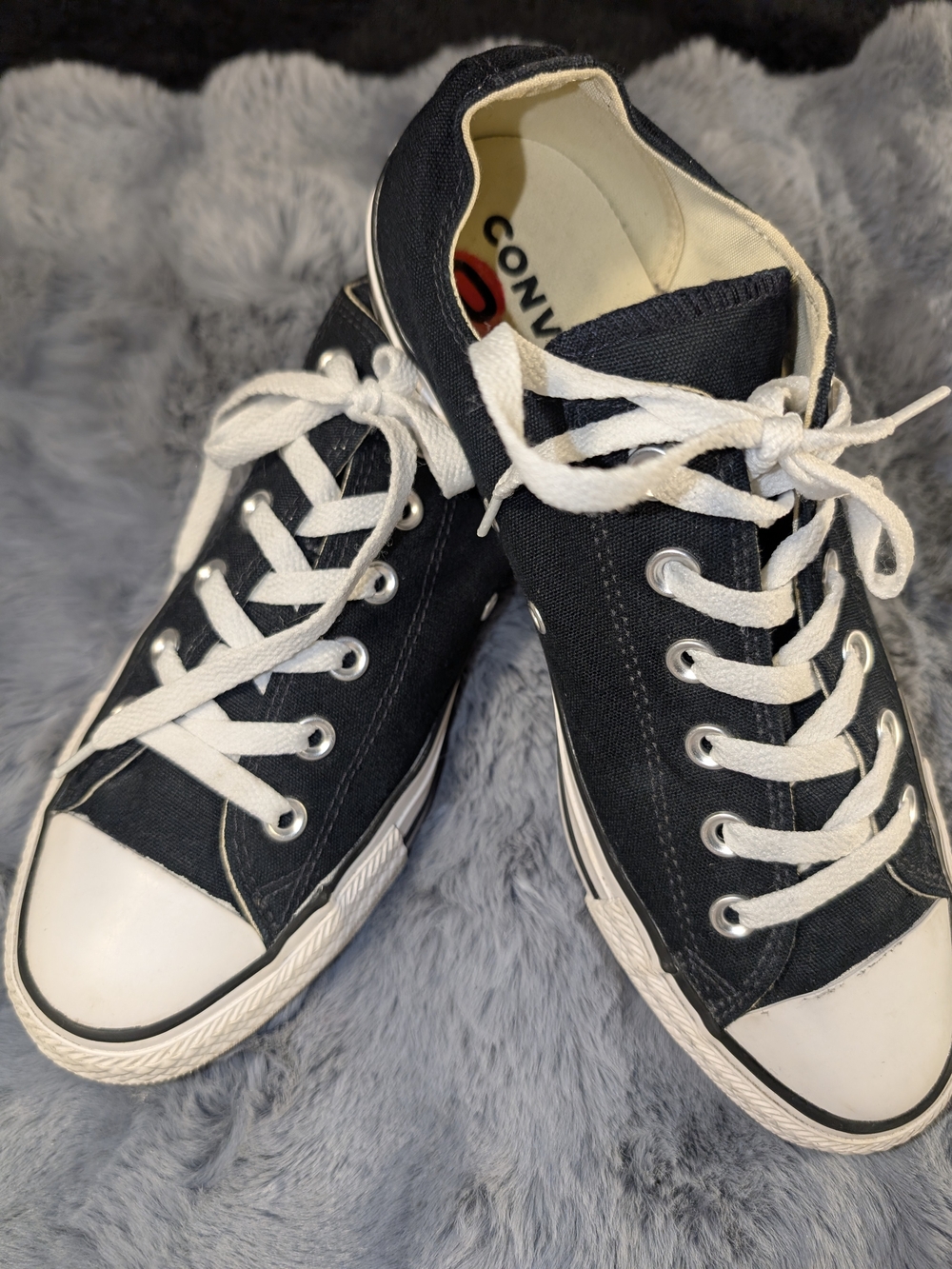 Classic Women's Converse Low-Top Canvas Sneakers in Black, White, & Purple NWOT